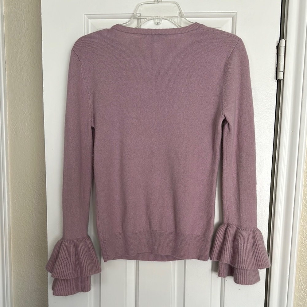 ANTONIO MELANI Sz Medium Pink Cashmere Double Ruffle Slv  Sweater - Picture 6 of 9